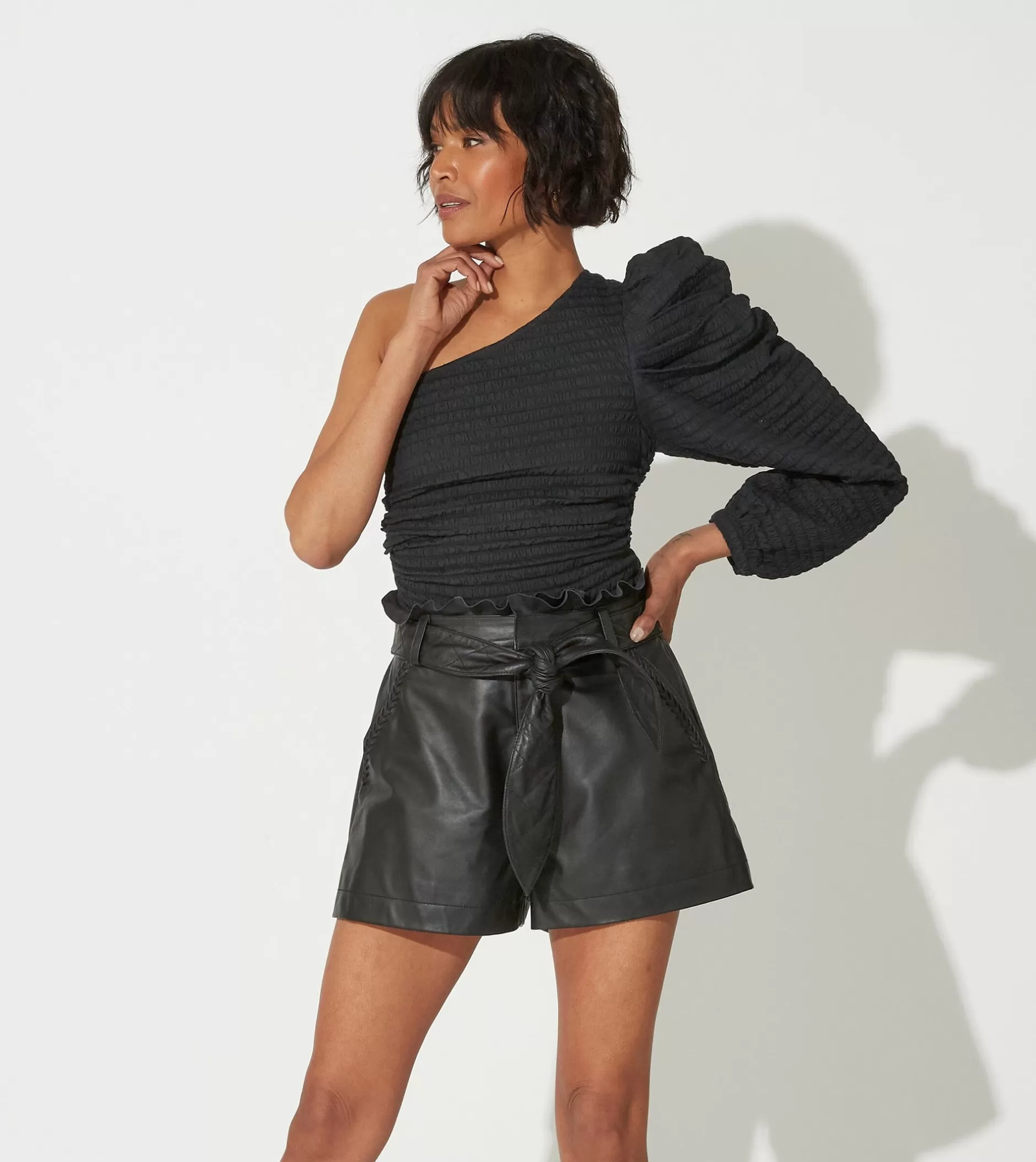 Cleobella Alva Leather Shortsblack-Women Bottoms