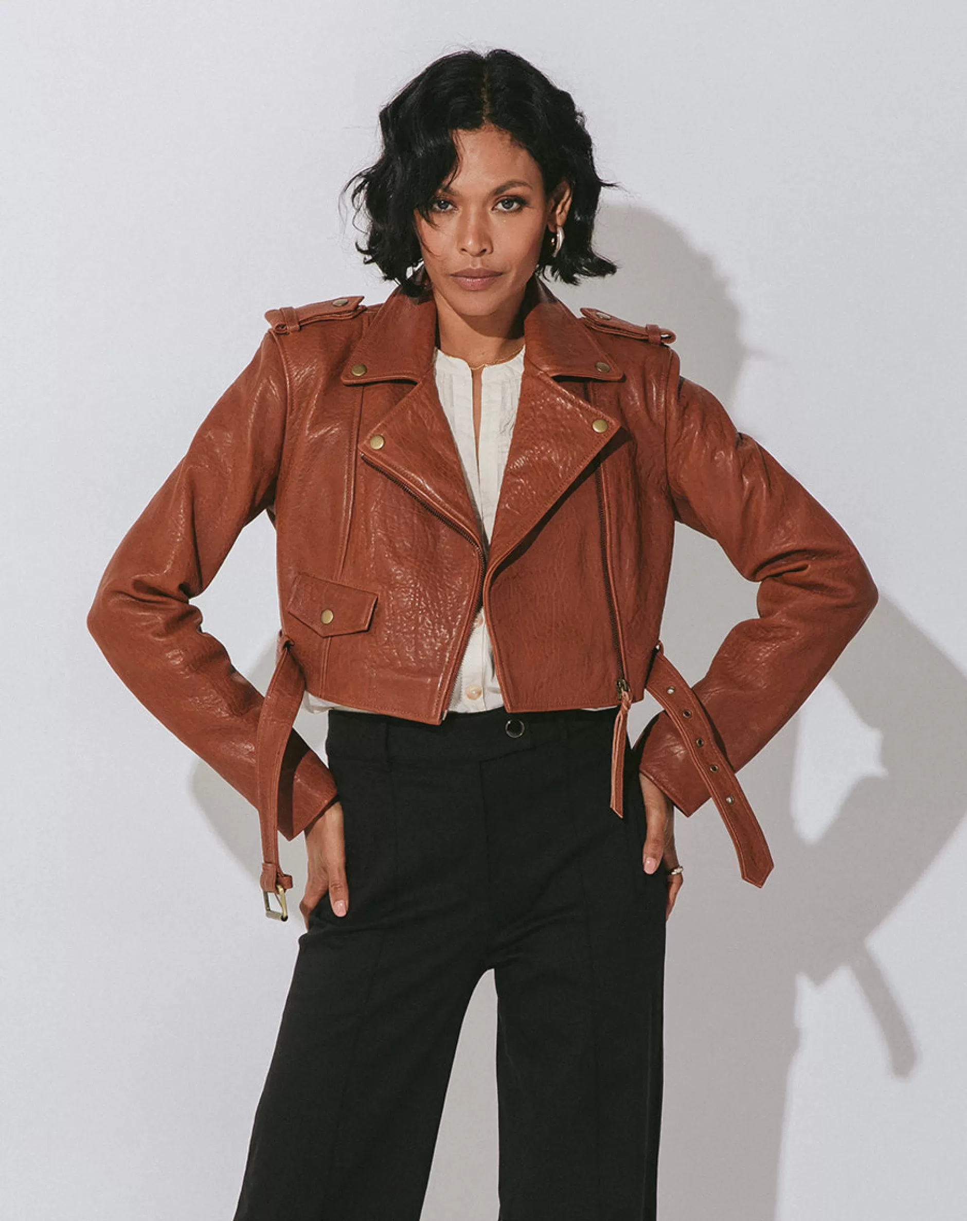 Cleobella Leather Jacketcognac-Women Jackets & Sweaters