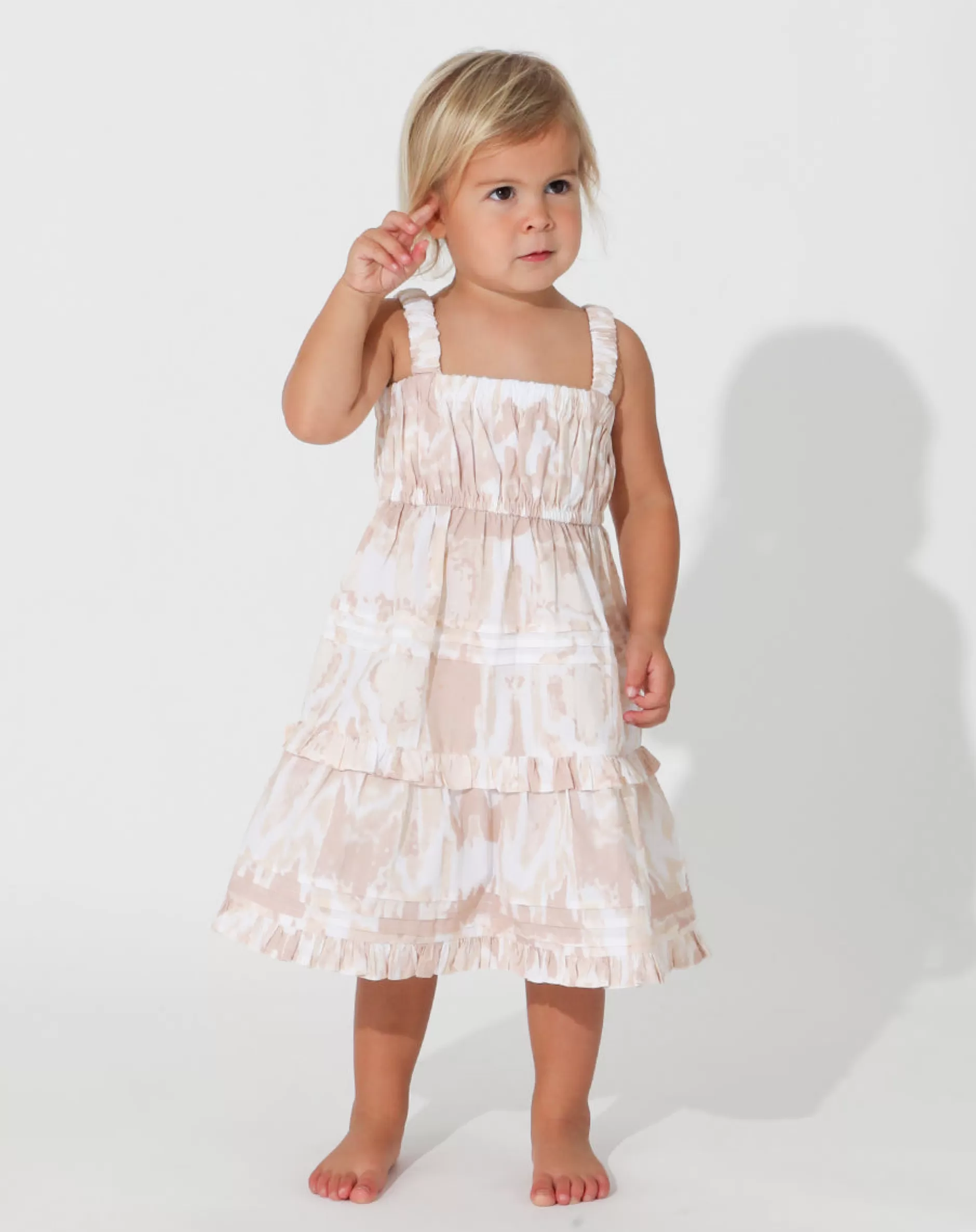 Cleobella Littles Jolene Dresswatercolor Ikat Beige-Kids Littles