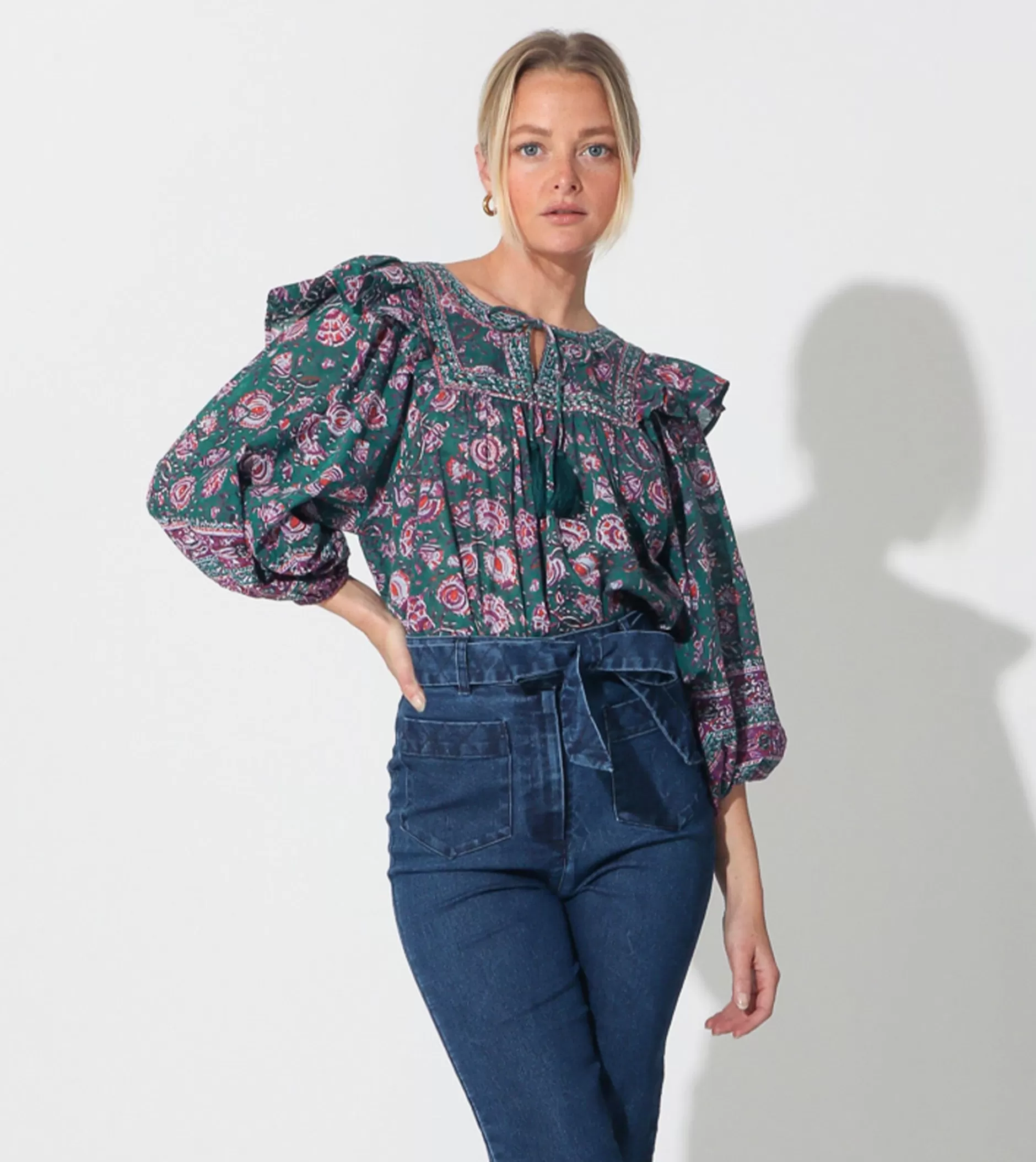 Cleobella Mylah Blousejade Floral-Women Tops